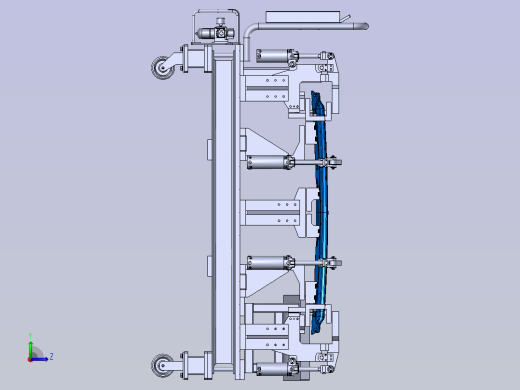 防撞梁内板焊装夹具CATIA左视缩略图