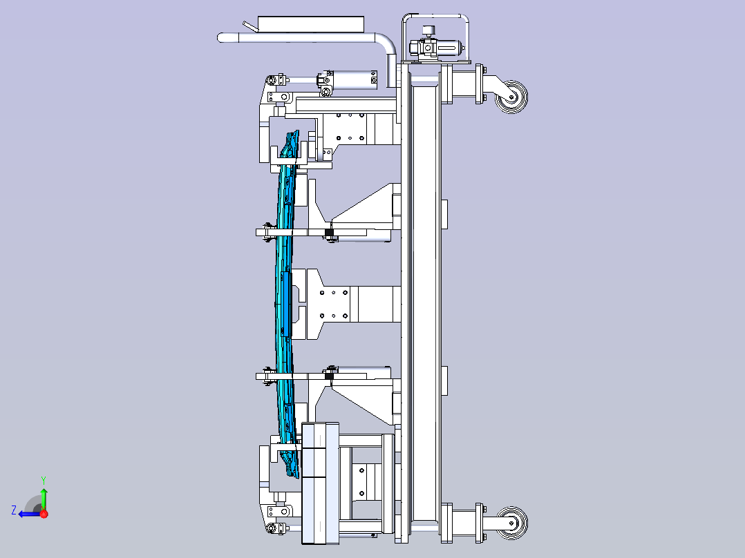防撞梁内板焊装夹具CATIA右视图