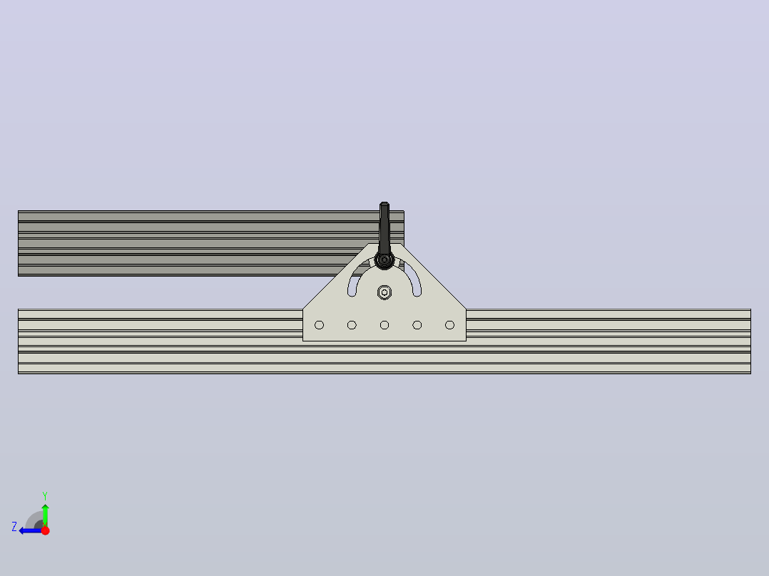 用于以+-90°角固定铝型材2'x2 '的支架右视图