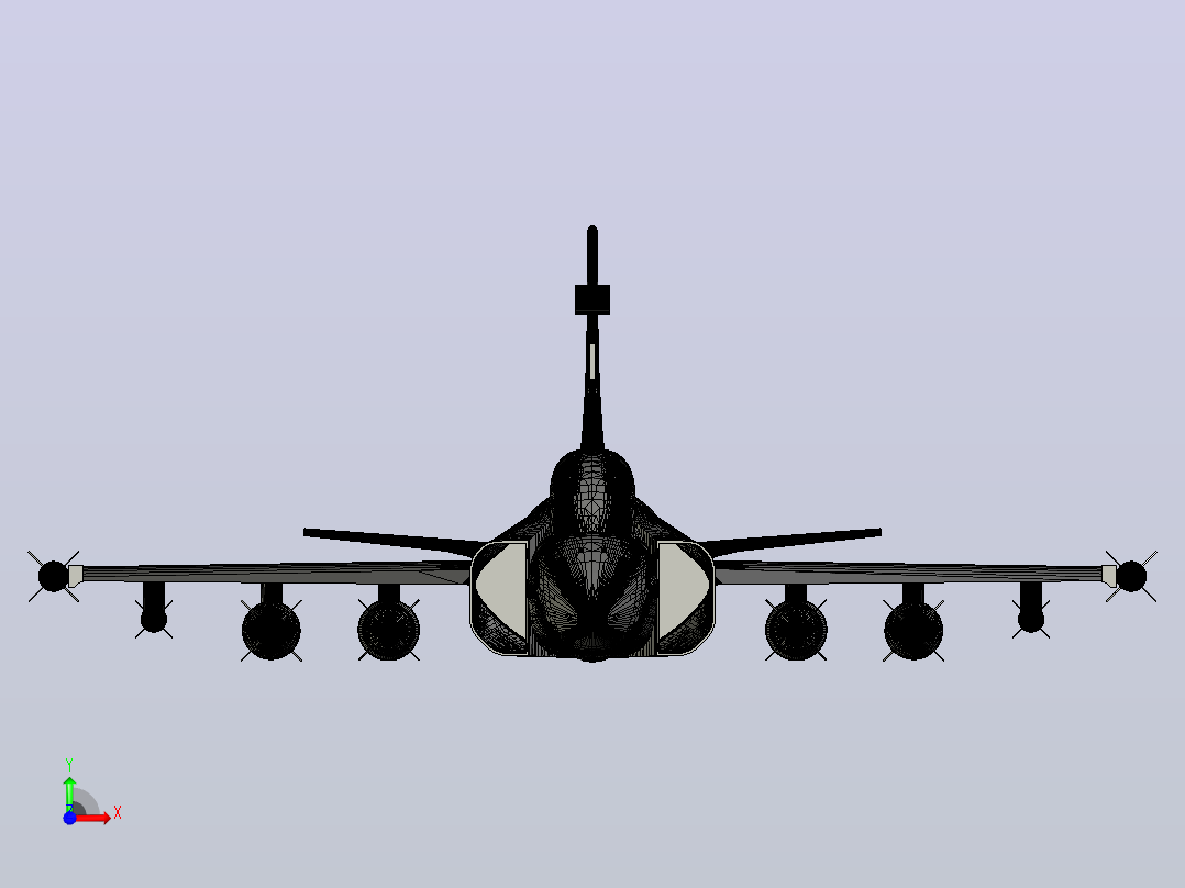 Gripen Nozzle and Missile飞机前视图