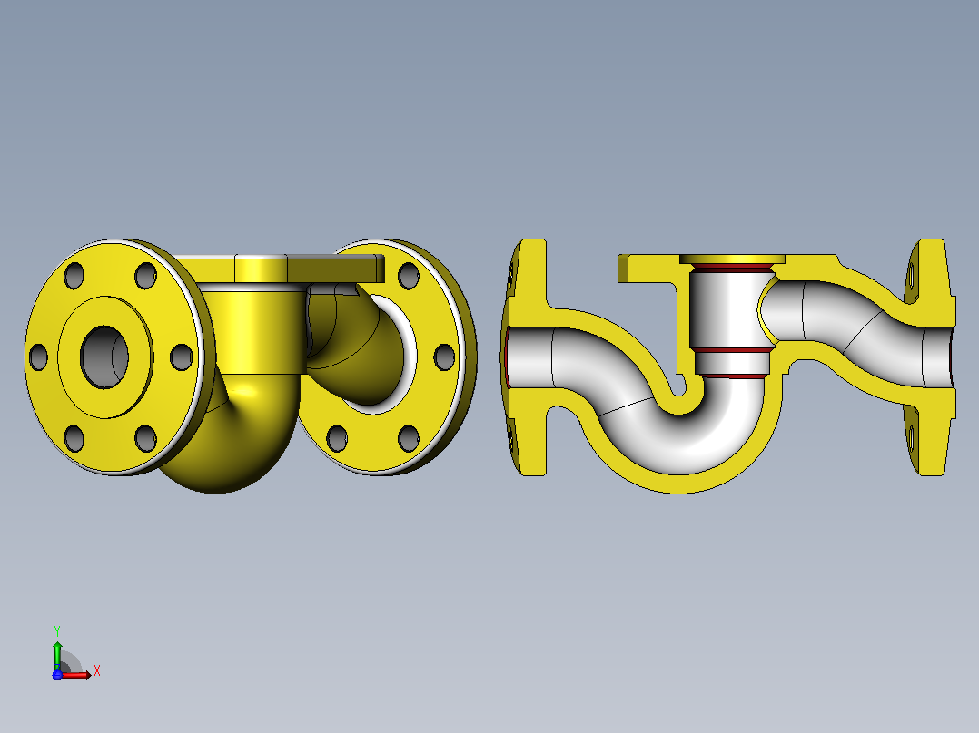 Solidworks教程70高级管道设计模型溢流管道三维基本零件造型设计。前视图