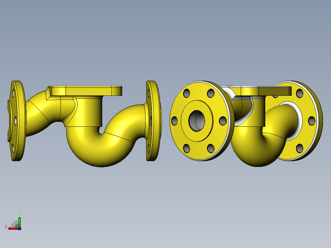 Solidworks教程70高级管道设计模型溢流管道三维基本零件造型设计。后视图