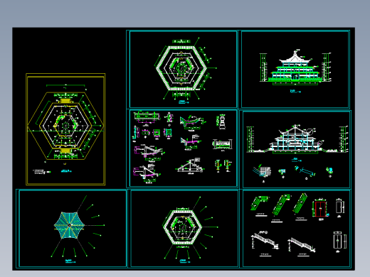 某多层重檐型中式古典塔楼设计cad建筑施工图