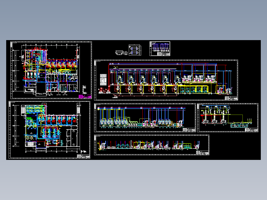 草药中药提取工段工艺管道平面布置图及流程图CAD图纸