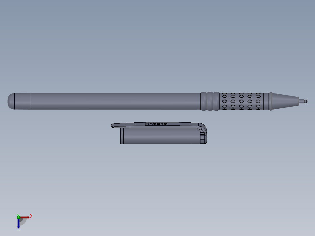 圆珠笔3D模型俯视图