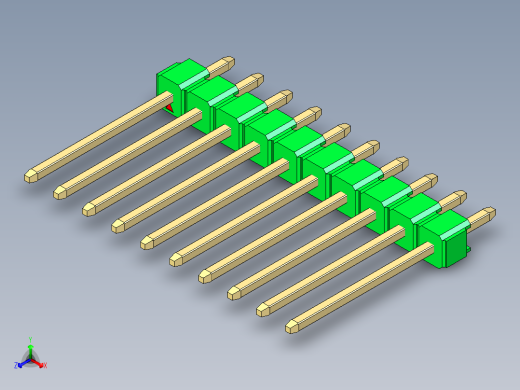 彩色公头100mil（2.54mm）系列-DS1021_green_1x10p_100mil_Type5_rev1.0