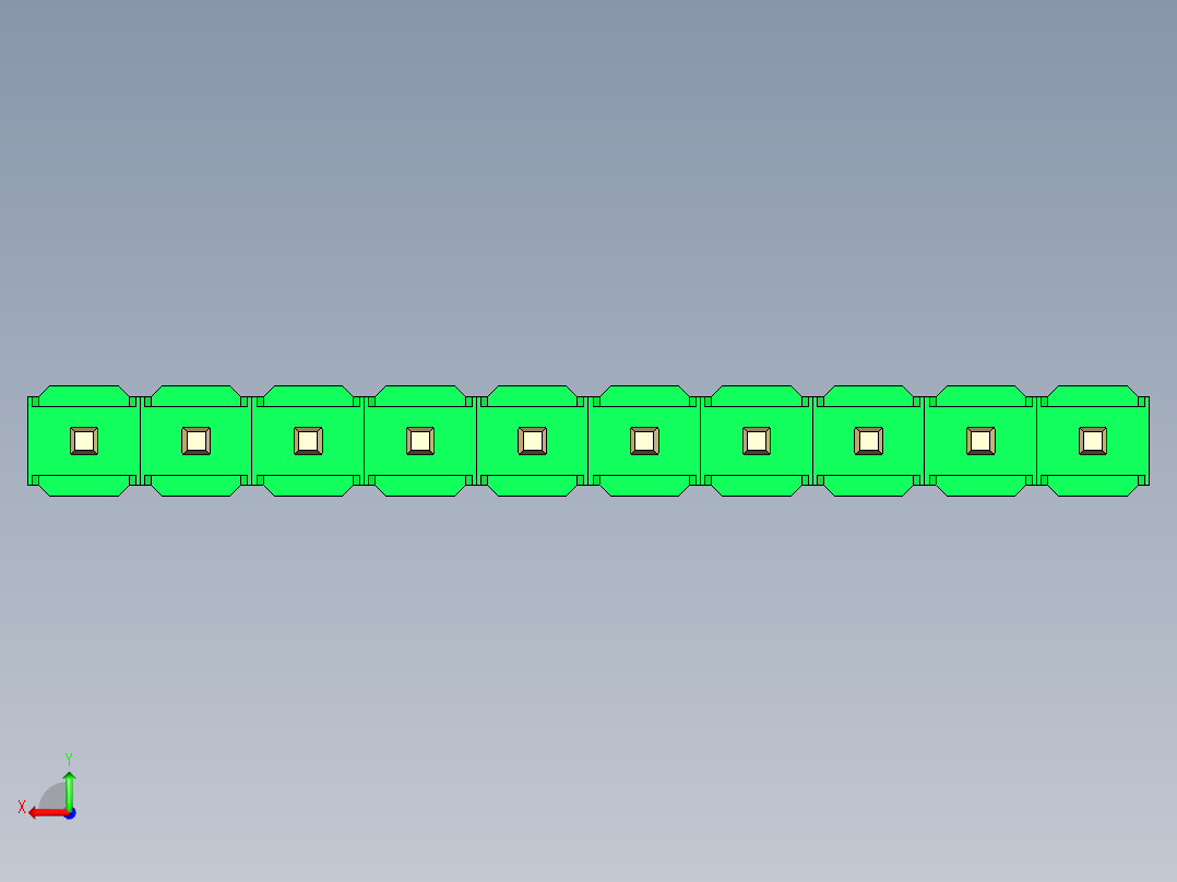 彩色公头100mil（2.54mm）系列-DS1021_green_1x10p_100mil_Type5_rev1.0后视图