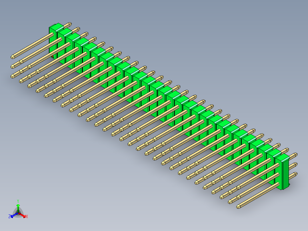 彩色公头100mil（2.54mm）系列-DS1021_green_3x28p_100mil_Type5_rev1.0主视图