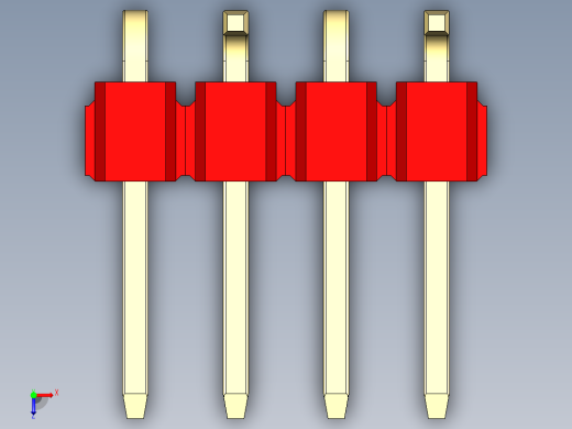 彩色公排针 100mil 2.54mm 系列-DS1022_red_04p_100mil_Type_SMT_R2_rev1.0俯视缩略图