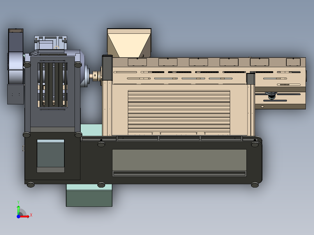 Extruder pellet machine挤出机颗粒机3D数模图纸 STP x_b格式前视图