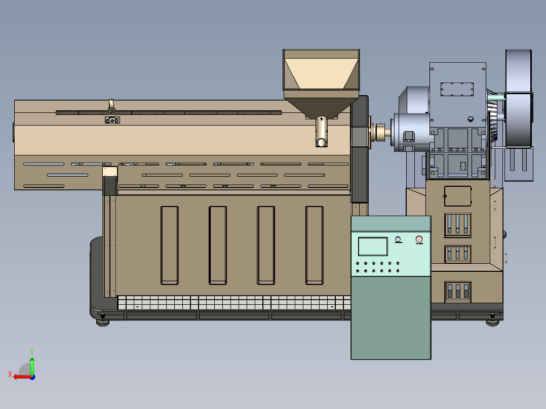 Extruder pellet machine挤出机颗粒机3D数模图纸 STP x_b格式后视图
