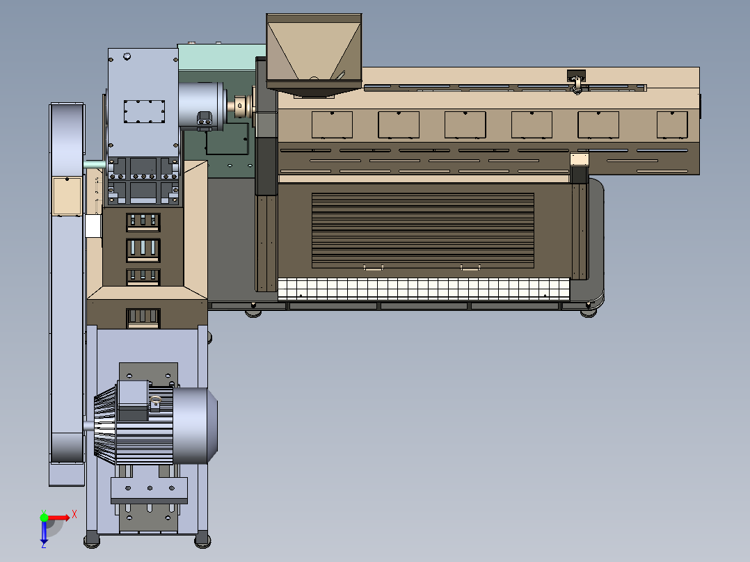 Extruder pellet machine挤出机颗粒机3D数模图纸 STP x_b格式俯视图