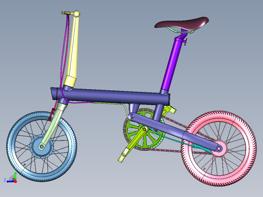 女生迷你助力电瓶自行车右视图