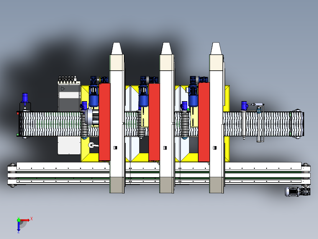 卧式原木切片机俯视图