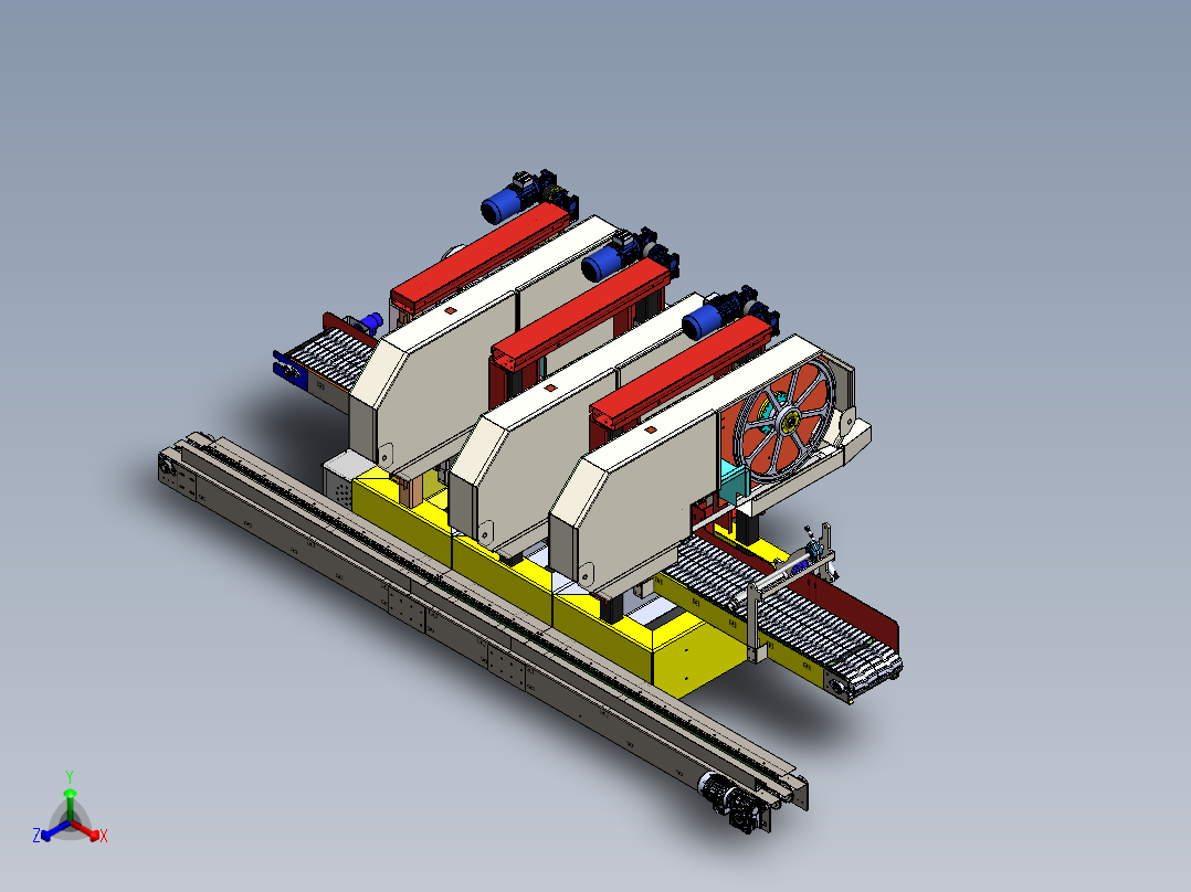卧式原木切片机正等轴测图