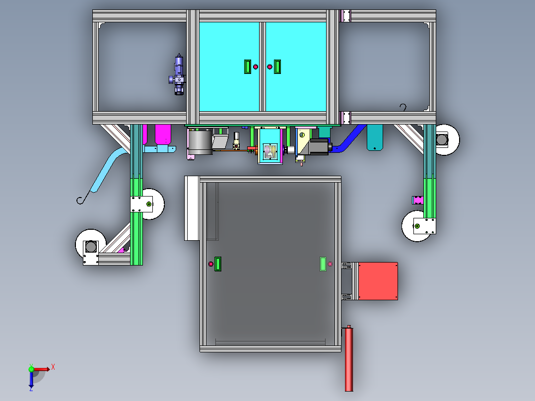 凸轮压入裁切机3D模型俯视图