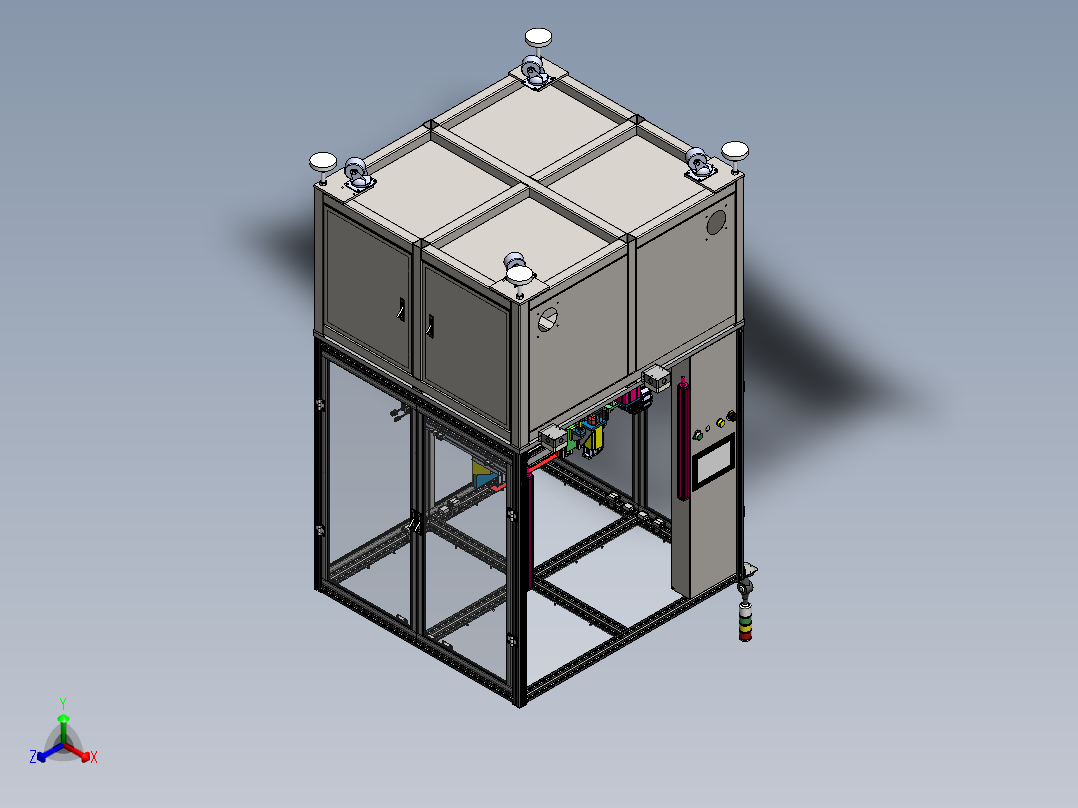 外观全检贴附机sw18可编辑正等轴测图