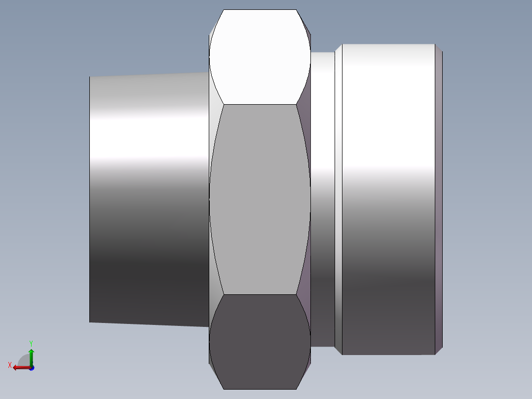 英制锥管螺纹直接头、1DT-52-20SP后视图