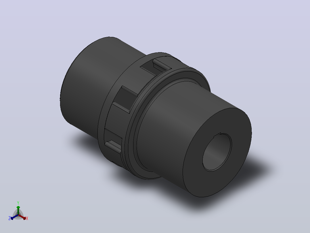 LM型梅花形弹性联轴器_LM14联轴器J1130×252／Z130×202正等轴测图