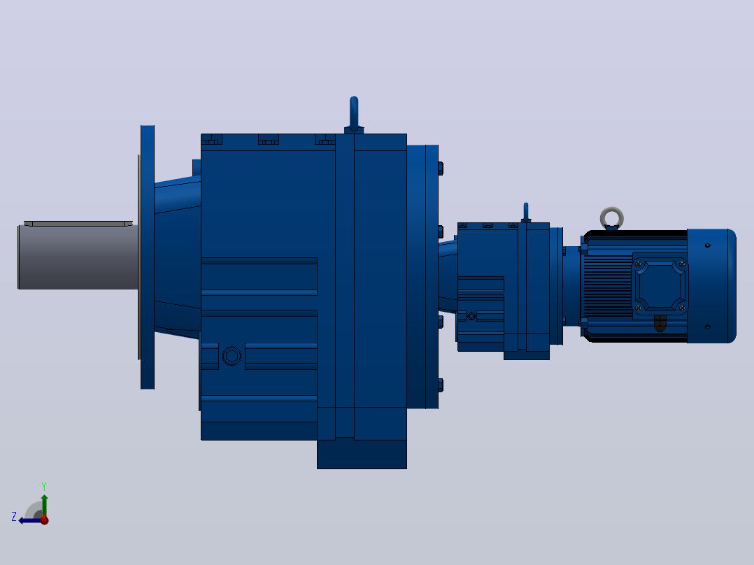 RF147R77法兰轴伸式组合型斜齿轮减速机RF147R77-Y1.1-4P-90S-M1-0°-Φ550右视图