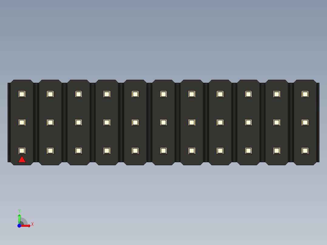 彩色公头100mil（2.54mm）系列-DS1021_black_3x11p_100mil_Type43_rev1.0前视图