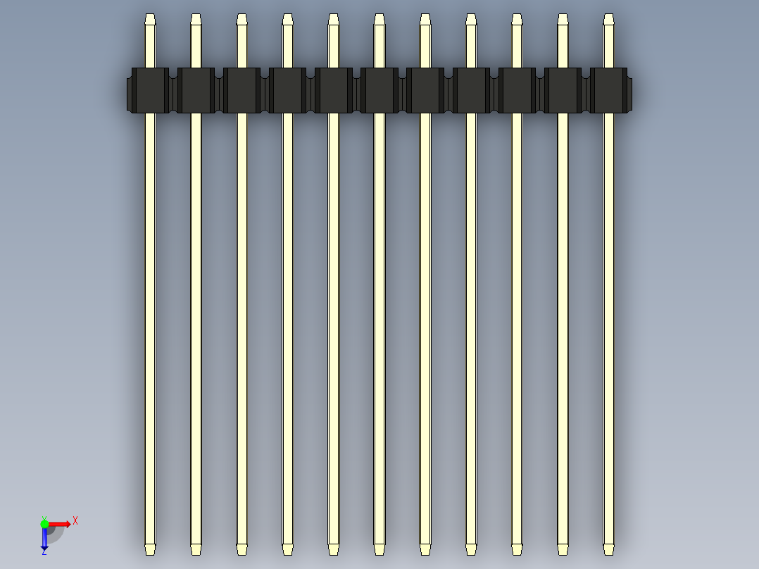 彩色公头100mil（2.54mm）系列-DS1021_black_3x11p_100mil_Type43_rev1.0俯视图