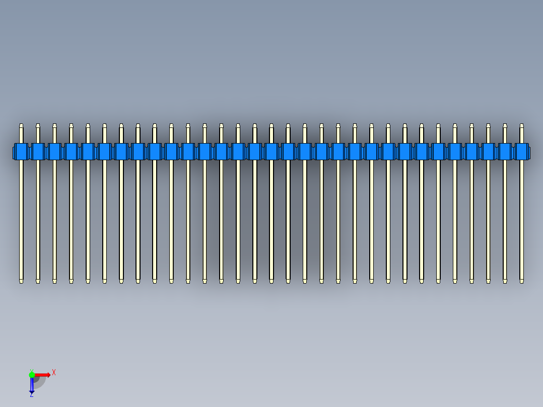 彩色公头100mil（2.54mm）系列-DS1021_blue_2x31p_100mil_Type19_rev1.0俯视图
