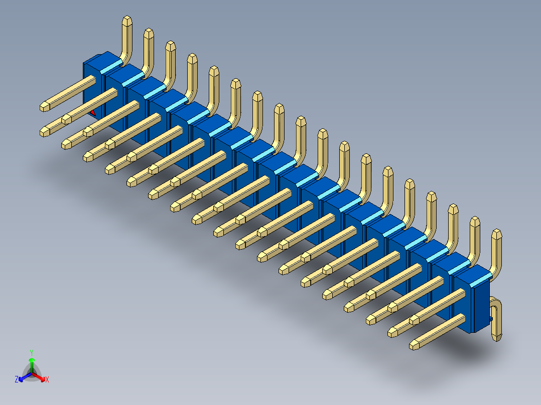 彩色公排针 100mil 2.54mm 系列-DS1022_blue_36p_100mil_TypeSMT_rev1.0主视图