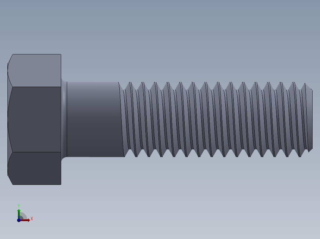 UNC 六角螺栓-Hex Bolt 0.375-16 x 1.25.SLDPRT前视图