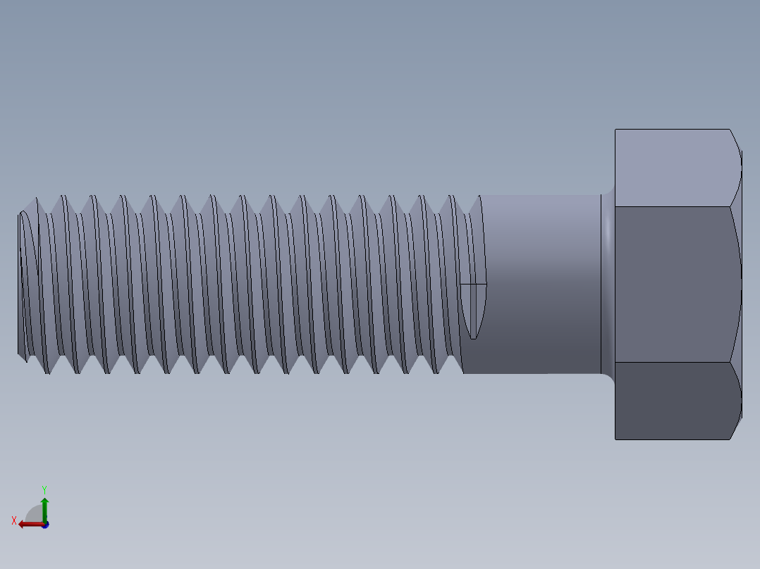 UNC 六角螺栓-Hex Bolt 0.375-16 x 1.25.SLDPRT后视图