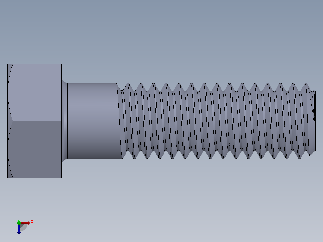 UNC 六角螺栓-Hex Bolt 0.375-16 x 1.25.SLDPRT俯视图