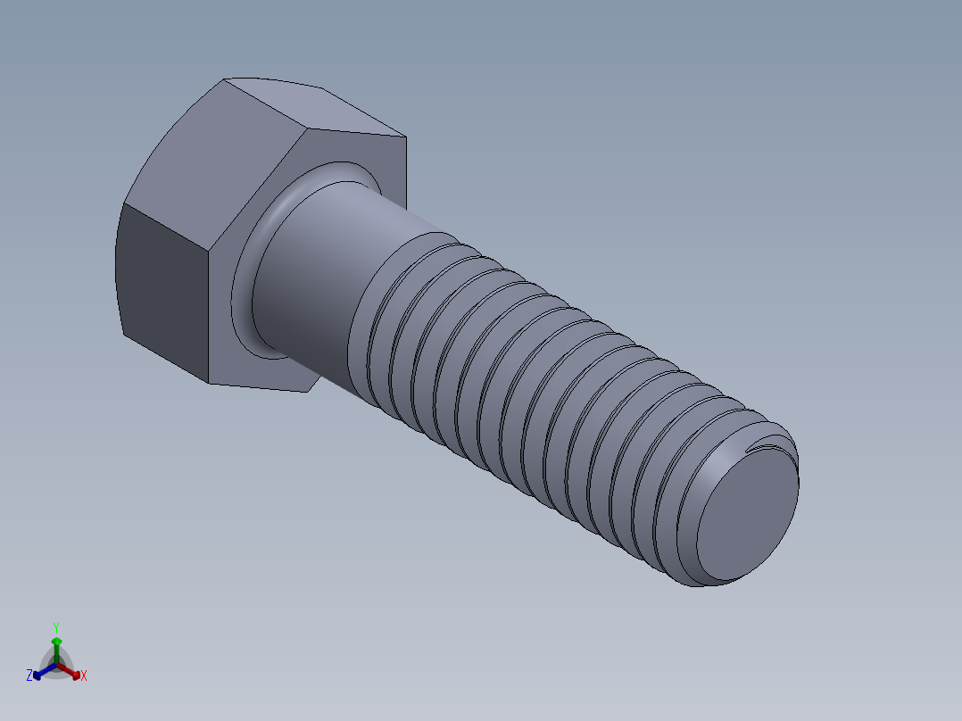 UNC 六角螺栓-Hex Bolt 0.375-16 x 1.25.SLDPRT正等轴测图