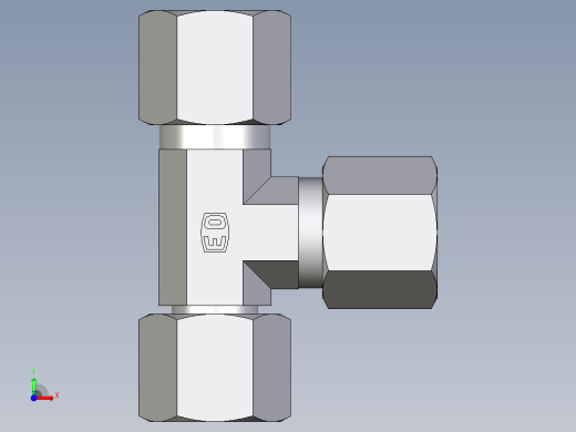 卡套式工业通用硬管接头EO_Swivel_nut_run_tee_EL08ZS71前视缩略图