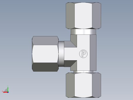 卡套式工业通用硬管接头EO_Swivel_nut_run_tee_EL08ZS71后视缩略图