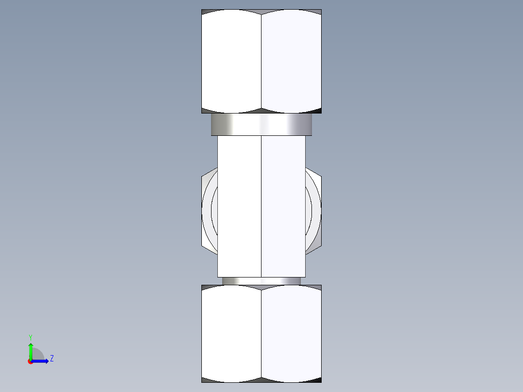 卡套式工业通用硬管接头EO_Swivel_nut_run_tee_EL08ZS71左视图