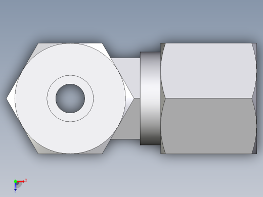 卡套式工业通用硬管接头EO_Swivel_nut_run_tee_EL08ZS71俯视缩略图