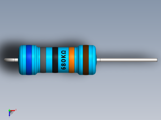 电容器 二极管 电阻器-Resistor Vertical 680K Ohm 1W俯视缩略图