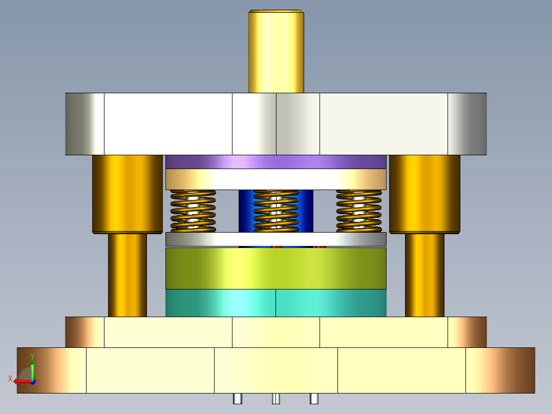 防尘罩冲孔落料翻孔复合模（CAD图+Proe三维）后视图