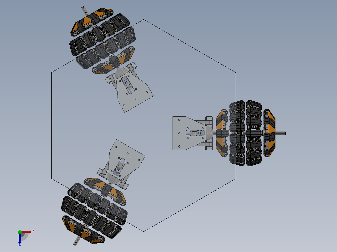 履带式全向轮三维俯视图