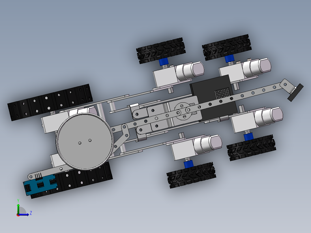 6轮智能小车sw22可编辑左视图