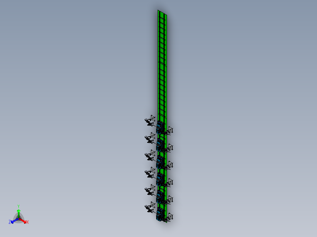 流水线式汽车装配与助力机械臂组合后视图