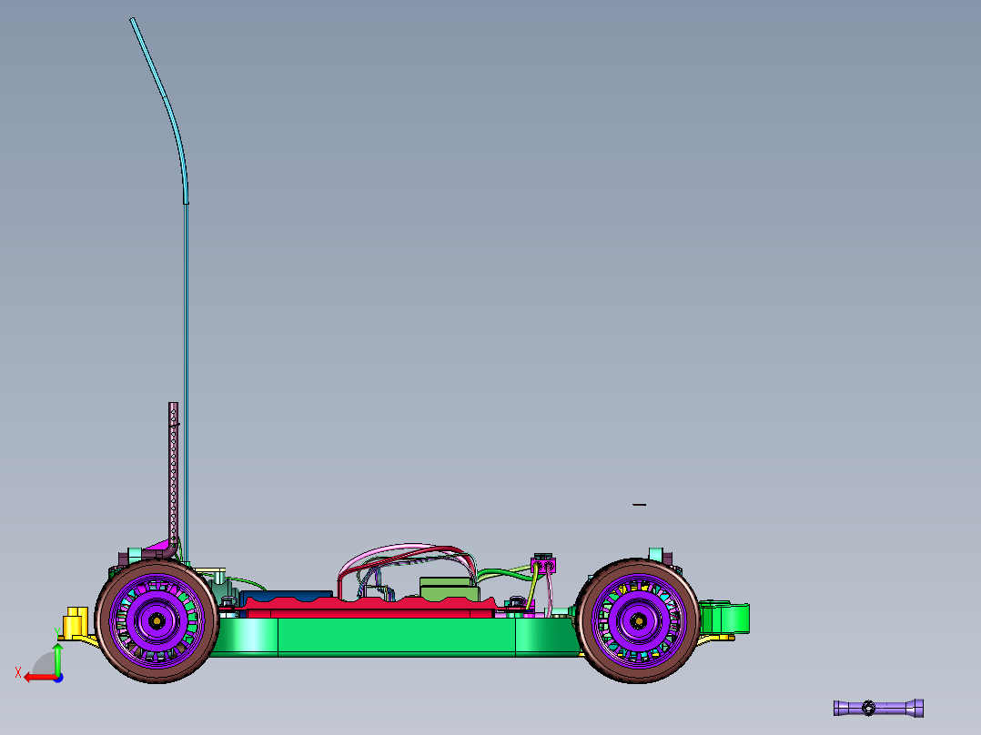 迷你四驱车RC化底盘后视图