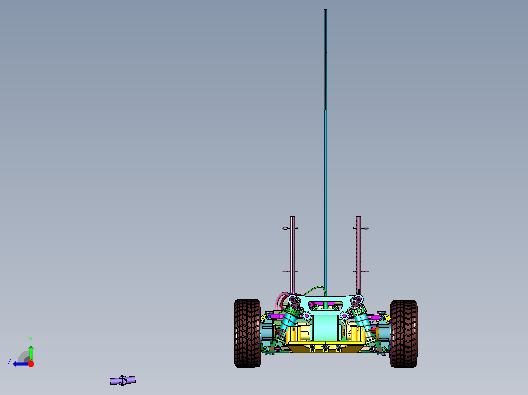 迷你四驱车RC化底盘右视图