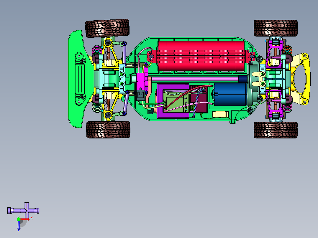 迷你四驱车RC化底盘俯视图