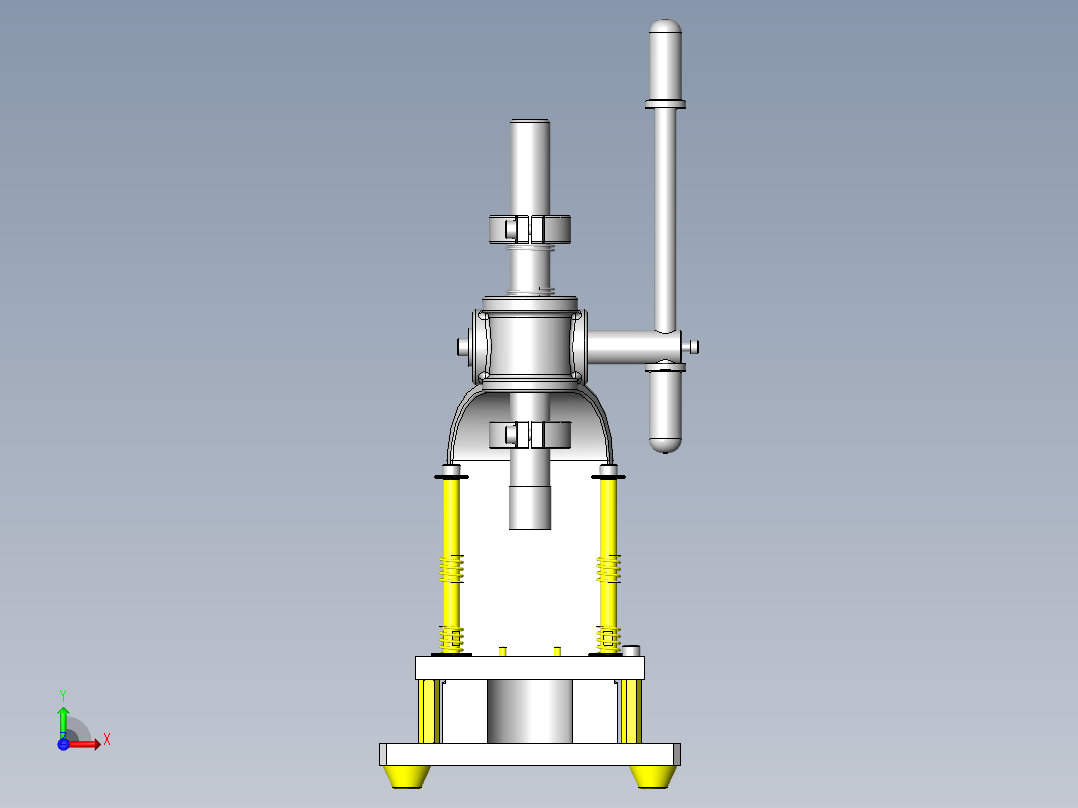 使用齿条式冲床的手动简易开孔夹具前视图
