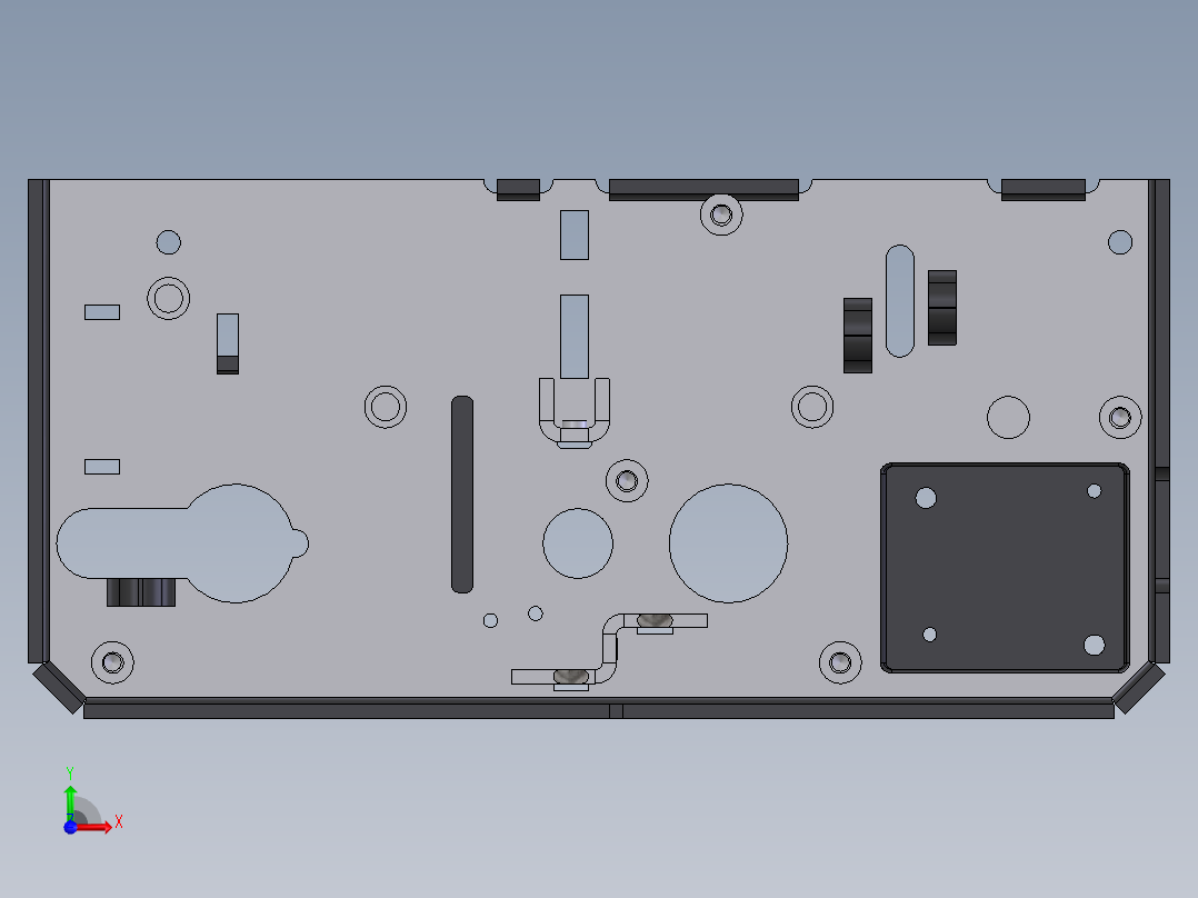拉手门锁内部结构前视图