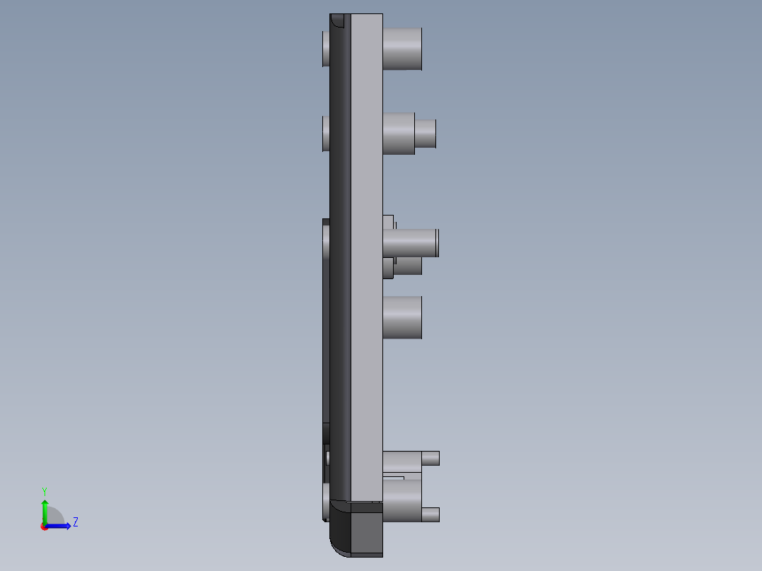 拉手门锁内部结构左视图