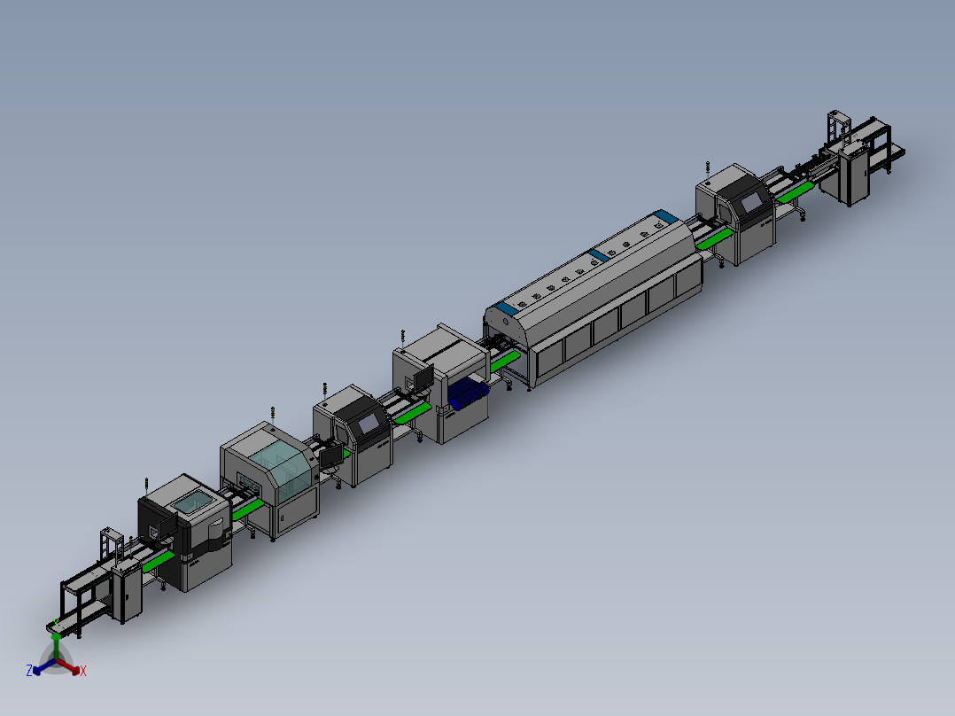 G955 SMT流程生产线3D图正等轴测图