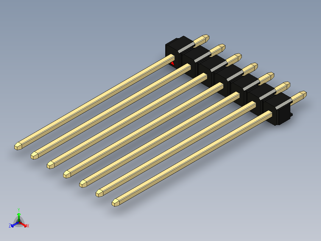 彩色公头100mil（2.54mm）系列-DS1021_black_1x07p_100mil_Type43_rev1.0主视图