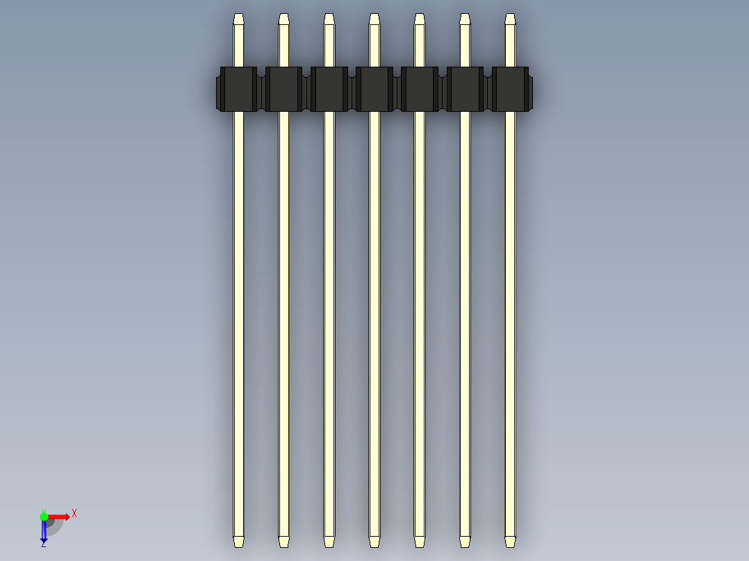 彩色公头100mil（2.54mm）系列-DS1021_black_1x07p_100mil_Type43_rev1.0俯视图